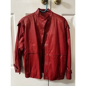 C.J Todd Vintage Red Leather Jacket Size 9/10